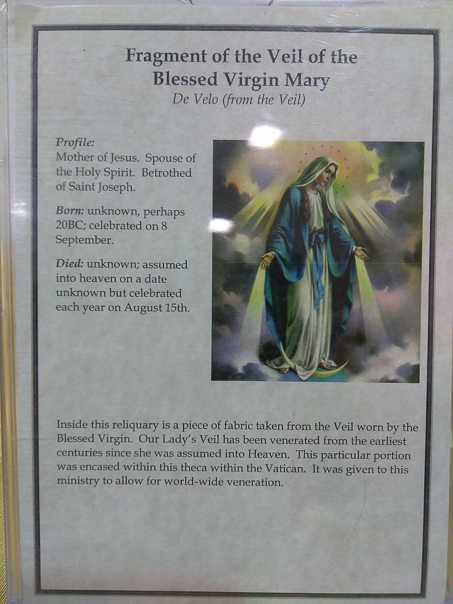 Fragment of the Veil of the Blessed Virgin May